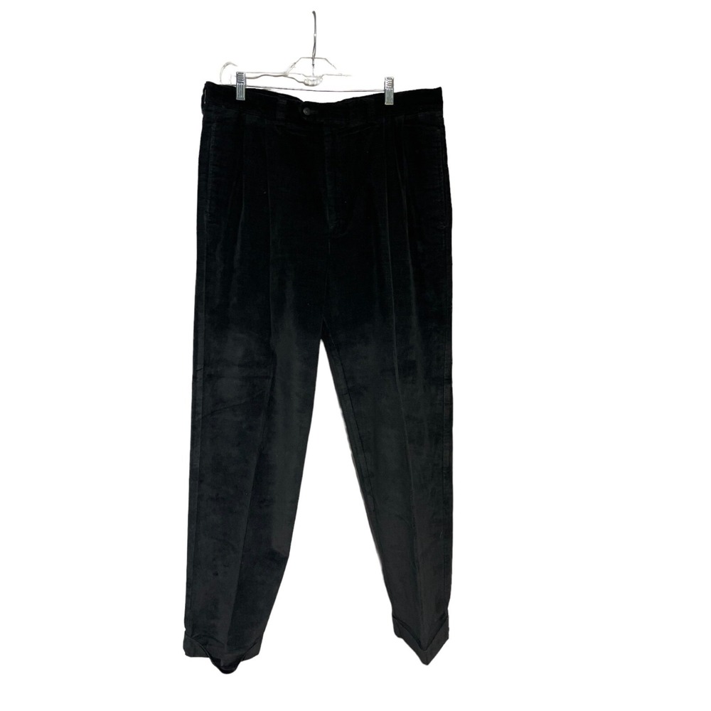 Murano Men's Pants Corduroy Straight‎ Leg 100% Cotton Black Size 38